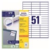 Avery Zweckform etykiety 70mm x 16.9mm, A4, białe, 51 etykiety, pakowane po 100 szt., 3420, do drukarek laserowych i atramentowy