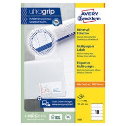 Avery Zweckform etykiety 105mm x 57mm, A4, białe, 10 etykiety, pakowane po 100 szt., 3425, do drukarek laserowych i atramentowyc