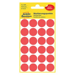 Avery Zweckform etykiety 18mm, czerwony, 24 etykiety, do znakowania, zdejmowane, pakowane po 4 szt., 3595, do pisma odręcznego