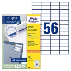 Avery Zweckform etykiety 52.5 x 21.2 mm, A4, białe, 56 etykiety, pakowane po 100 szt., 3668, do drukarek laserowych i atramentow