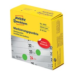 Avery Zweckform etykiety 19mm, jasno zielony, 250 etykiety, do znakowania, 3855, do pisma odręcznego