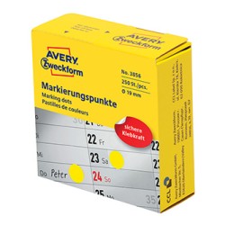 Avery Zweckform etykiety 19mm, żółte, 250 etykiety, do znakowania, 3856, do pisma odręcznego