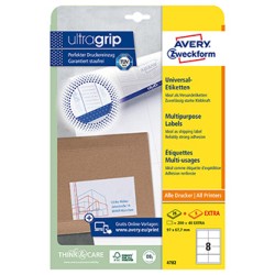 Avery Zweckform etykiety 97 x 67.7 mm, A4, białe, 8 etykiety, QuickPEEL, pakowane po 30 szt., 4782, do drukarek laserowych i atr