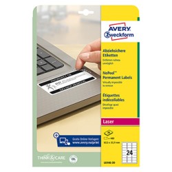 Avery Zweckform etykiety 63.5mm x 33.9mm, A4, białe, 24 etykiety, trwałe przylegające, znamionowe,  zabezpieczające, pakowane po