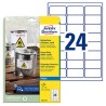 Avery Zweckform etykiety 63.5mm x 33.9mm, A4, białe, 24 etykiety, bardzo trwałe, pakowane po 10 szt., J4773-10, do drukarek atra