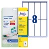 Avery Zweckform etykiety 50mm x 140mm, A4, matowe, białe, 8 etykiet, magnetyczne, pakowane po 5 szt., J8875-5, do drukarek atram