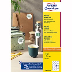 Avery Zweckform etykiety 60mm, A4, białe, 12 etykiety, pakowane po 100 szt., L3416-100, do drukarek laserowych i atramentowych