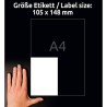 Avery Zweckform etykiety 105mm x 148mm, A4, matowe, białe, 4 etykiety, bardzo trwałe, pakowane po 20 szt., L4719-20, do drukarek