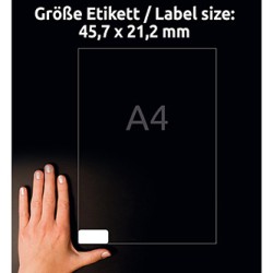 Avery Zweckform etykiety 45.7mm x 21.2mm, A4, białe, 48 etykiety, bardzo trwałe, pakowane po 8 szt., L4778-8, do drukarek lasero