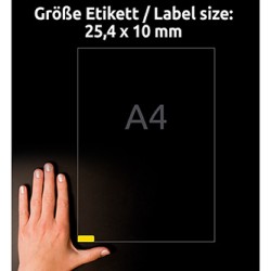 Avery Zweckform etykiety 25.4mm x 10mm, A4, żółte, 189 etykiety, mini, odklejalne, pakowane po 20 szt., L6037-20, do drukarek la