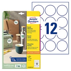 Avery Zweckform etykiety 60mm, A4, białe, 12 etykiety, zdejmowane, pakowane po 25 szt., L7104REV-25, do drukarek laserowych i at