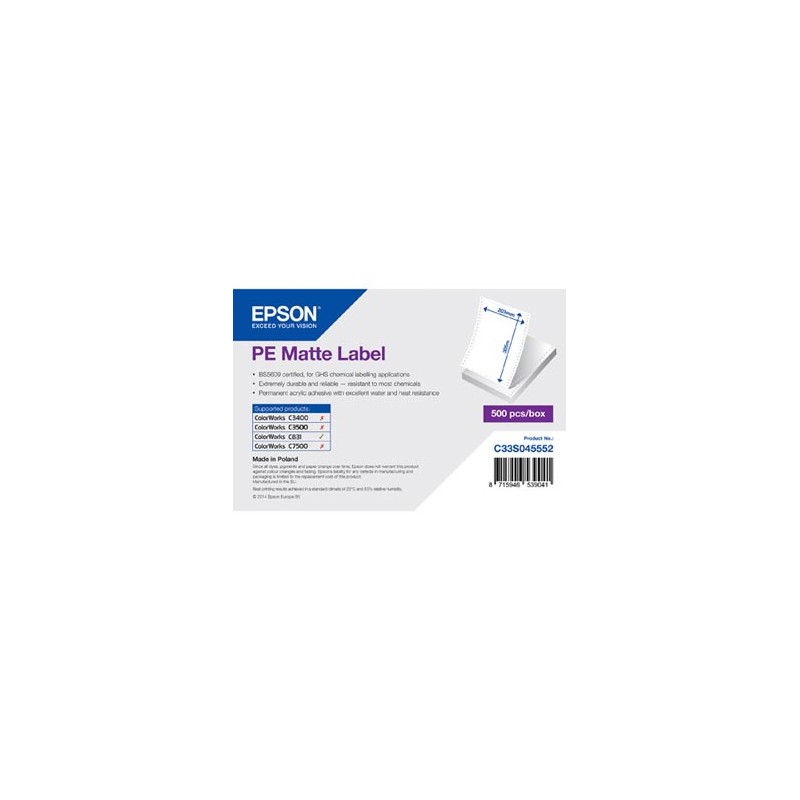 Epson etykiety 203mm x 305mm, białe, pakowane po 500 szt., C33S045552, do drukarek atramentowych