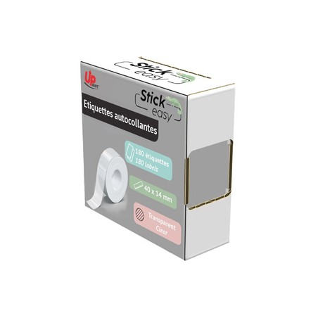 UPrint etykiety 14mmx40mm, przezroczysta, 180 etykiety, UP21 180 TRANSPARENT, do drukarek StickEasy