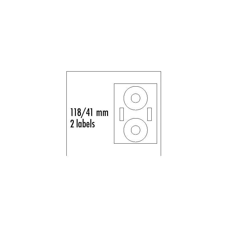 Logo etykiety na CD 118/41mm, A4, matowe, białe, 2 etykiety, 2 płyty, 140g/m2, pakowane po 10 szt., do drukarek atramentowych i 