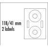 Logo etykiety na CD 118/41mm, A4, matowe, białe, 2 etykiety, 2 płyty, 140g/m2, pakowane po 25 szt., do drukarek atramentowych i 