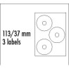 Logo etykiety na CD 113/37mm, A4, matowe, białe, 3 etykiety, 140g/m2, pakowane po 10 szt., do drukarek atramentowych i laserowyc