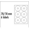 Logo etykiety na CD 78/18mm, A4, matowe, białe, 6 etykiety, 140g/m2, pakowane po 10 szt., do drukarek atramentowych i laserowych