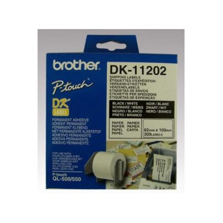 Brother etykiety papierowe 62mm x 100mm, biała, 300 szt., DK11202, do drukarek typu QL