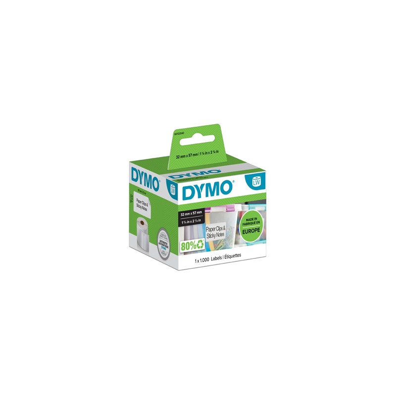 Dymo etykiety papierowe 57mm x 32mm, białe, uniwersalne, usuwalne, 1000 szt., 11354, S0722540