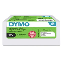 Dymo etykiety papierowe 51mm x 19mm, białe, uniwersalne, usuwalne, 12 x 500 szt., 2234186, op. 12 rolek, cena za 1 szt