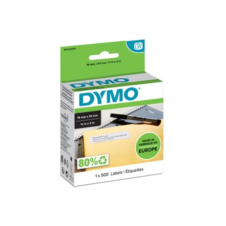 Dymo etykiety papierowe 51mm x 19mm, białe, uniwersalne, usuwalne, 500 szt., 11355, S0722550