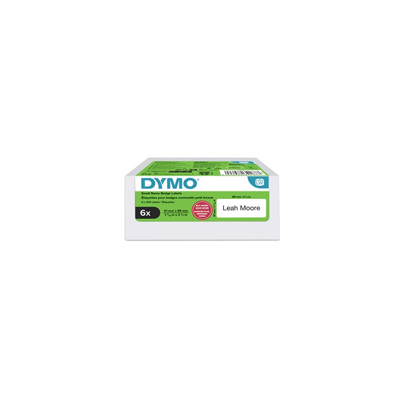 Dymo etykiety papierowe 89mm x 41mm, białe, do identyfikatorów, łatwy do usunięcia, 6 x 300 szt., 2234187, op. 6 rolek, cena za 