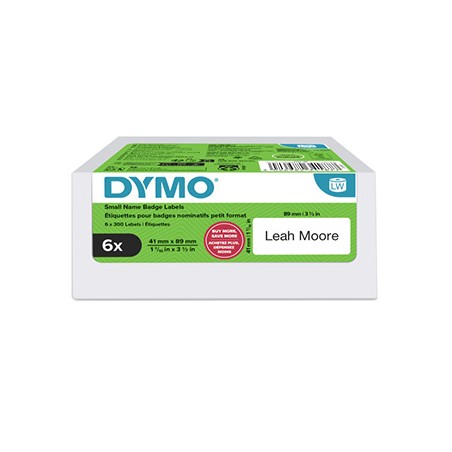 Dymo etykiety papierowe 89mm x 41mm, białe, do identyfikatorów, łatwy do usunięcia, 6 x 300 szt., 2234187, op. 6 rolek, cena za 