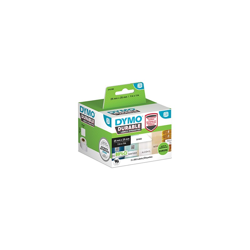 Dymo etykiety polipropylenowe 25mm x 25mm, białe, wielofunkcyjny, 2x850 szt., 2112286