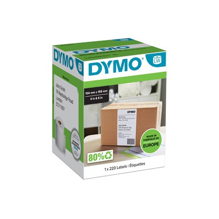 Dymo etykiety papierowe 159mm x 104mm, białe, duże, 220 szt., S0904980