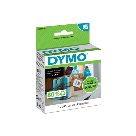 Dymo etykiety papierowe 25mm x 25mm, białe, uniwersalne, usuwalne, 750 szt., S0929120
