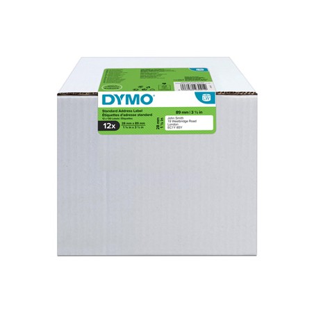 Dymo etykiety papierowe 89mm x 28mm, białe, adresowa, 12 x 130 szt., 2093091, op. 12 rolek, cena za 1 szt
