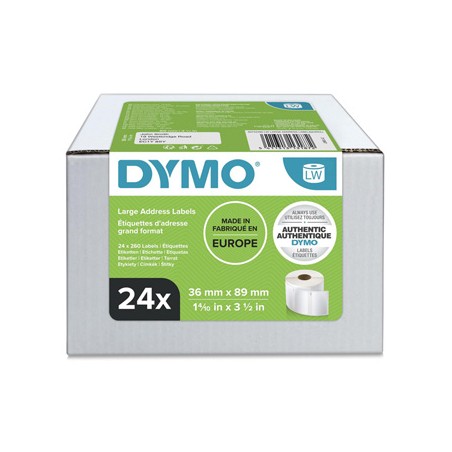 Dymo etykiety papierowe 89mm x 36mm, białe, duże, 24 x 260 szt., S0722390, op. 24 rolki, cena za 1 szt
