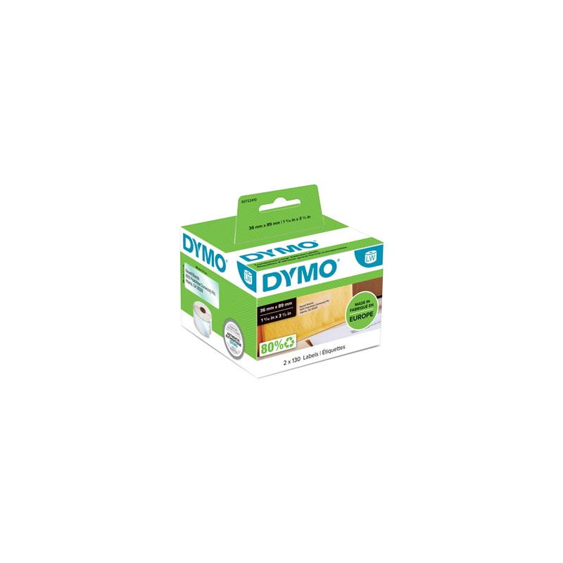Dymo etykiety papierowe 89mm x 36mm, przezroczysty, duże, 260 szt., 99013, S0722410