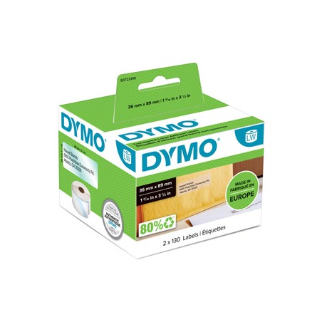 Dymo etykiety papierowe 89mm x 36mm, przezroczysty, duże, 260 szt., 99013, S0722410