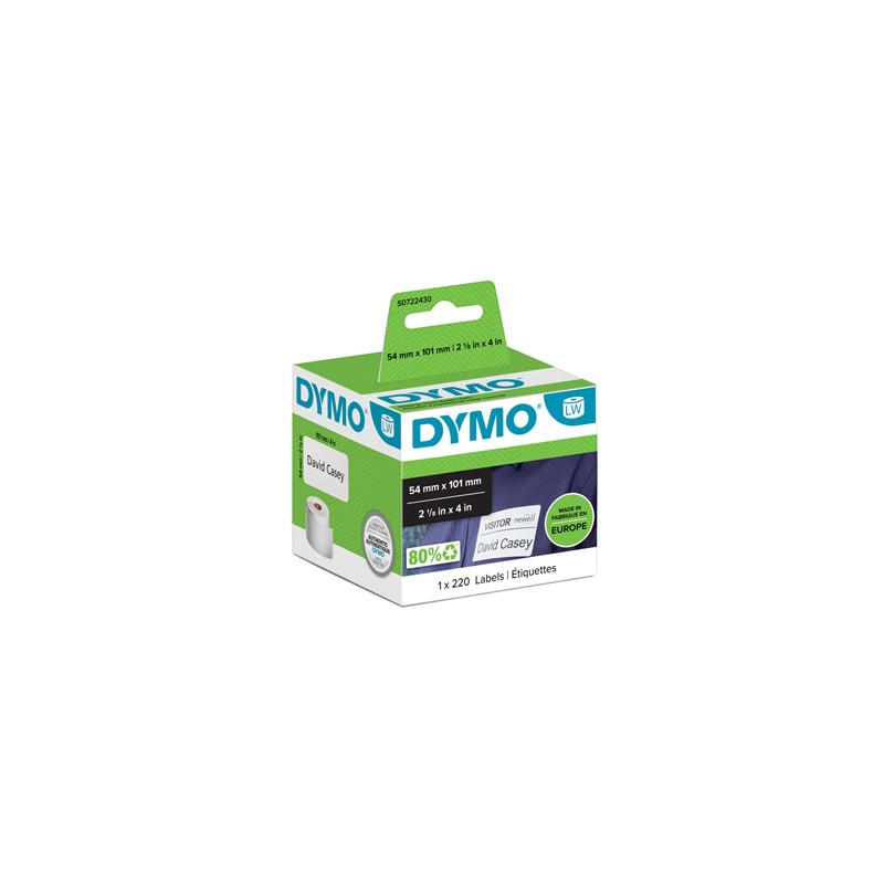 Dymo etykiety papierowe 101mm x 54mm, białe, adresowe, 220 szt., 99014, S0722430