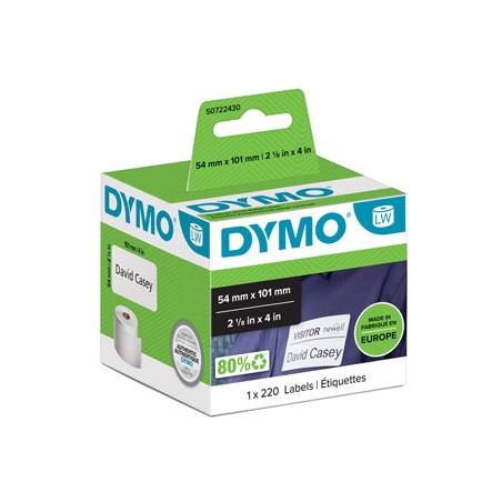 Dymo etykiety papierowe 101mm x 54mm, białe, adresowe, 220 szt., 99014, S0722430