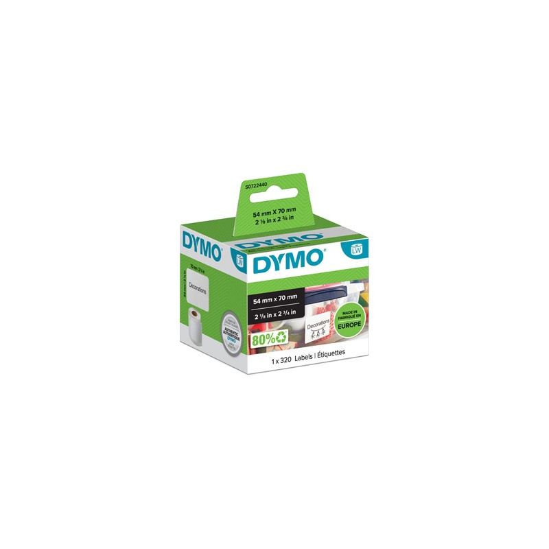 Dymo etykiety papierowe 70mm x 54mm, białe, wielofunkcyjne, 320 szt., 99015, S0722440