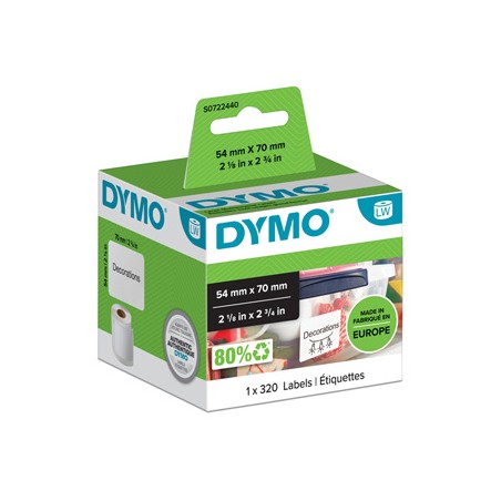 Dymo etykiety papierowe 70mm x 54mm, białe, wielofunkcyjne, 320 szt., 99015, S0722440