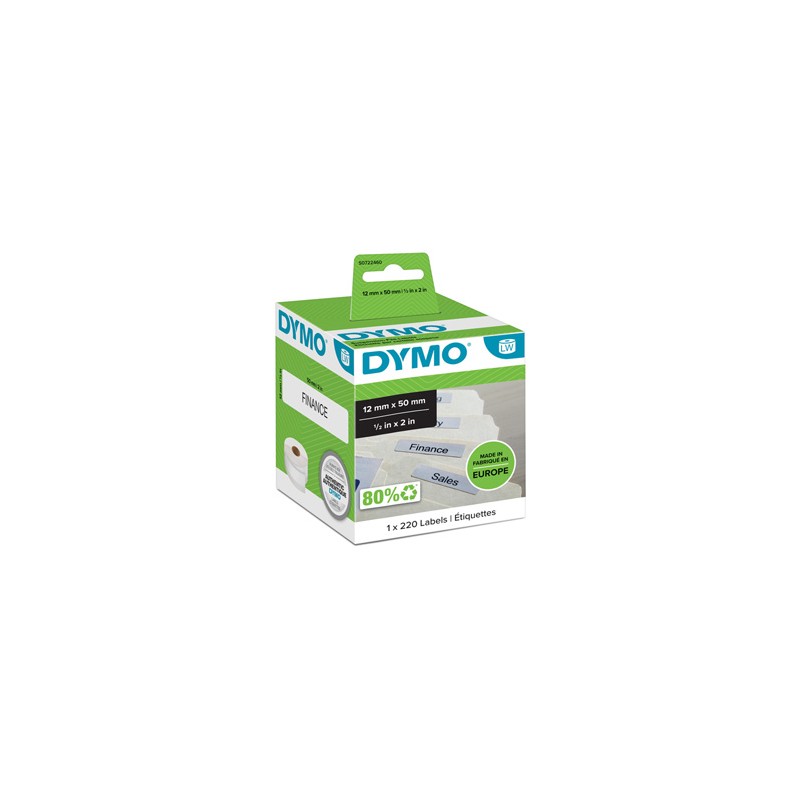 Dymo etykiety papierowe 50mm x 12mm, białe, na teczkę z zawieszką, 220 szt., 99017, S0722460