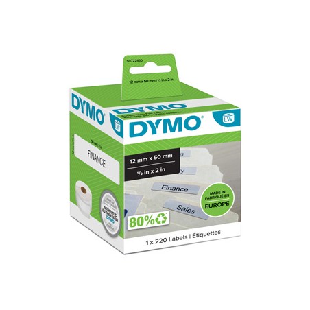 Dymo etykiety papierowe 50mm x 12mm, białe, na teczkę z zawieszką, 220 szt., 99017, S0722460