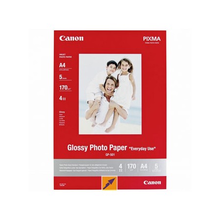Canon Glossy Photo Paper, GP-501, foto papier, połysk, GP-501 typ 0775B076, biały, 21x29,7cm, A4, 200 g/m2, 5 szt., atrament
