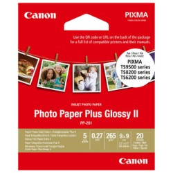 Canon Photo Paper Plus II, PP-201, foto papier, połysk, kwadratowy typ 2311B070, biały, PIXMA TS9500, TS8200 a TS6200, 8.89x8.89