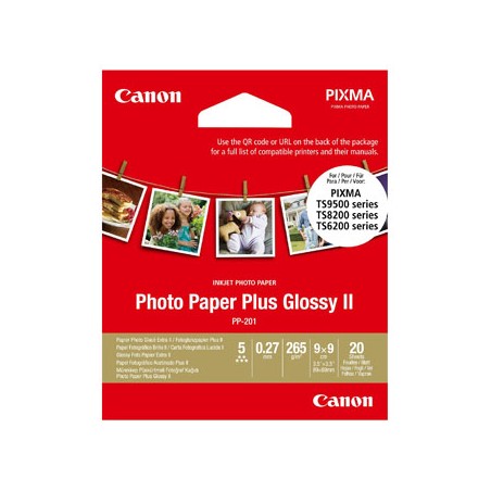 Canon Photo Paper Plus II, PP-201, foto papier, połysk, kwadratowy typ 2311B070, biały, PIXMA TS9500, TS8200 a TS6200, 8.89x8.89