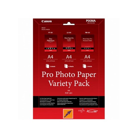 Canon Photo Paper Pro Variety Pack PVP-201, PVP-201, foto papier, 5x matowy PM-101, 5x glossy PT-101, 5x LU-101 typ połysk, 6211