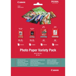 Canon Photo Paper Variety Pack VP-101, VP-101, foto papier, 5x PP201, 5x SG201 (10x15cm), 5x MP101, 5x GP501 ( typ połysk, 0775B