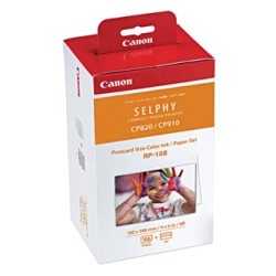 Canon RP-108 papier + ink, RP-108, foto papier, połysk, termo typ 8568B001, biały, SELPHY CP820, CP910, CP1000, CP1200, CP1300, 