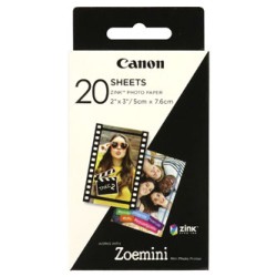 Canon ZINK Photo Paper, ZINK, foto papier, bez marginesu typ połysk, Zero Ink typ 3214C002, biały, 5x7,6cm, 2x3", 20 szt., termo