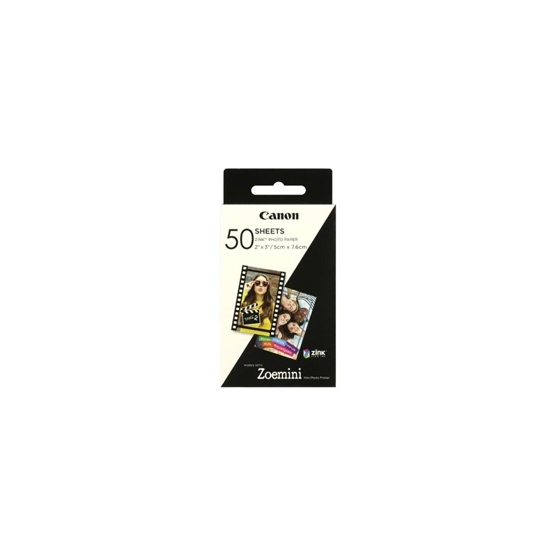 Canon ZINK Photo Paper, ZINK, foto papier, bez marginesu typ połysk, Zero Ink typ 3215C002, biały, 5x7,6cm, 2x3", 50 szt., termo