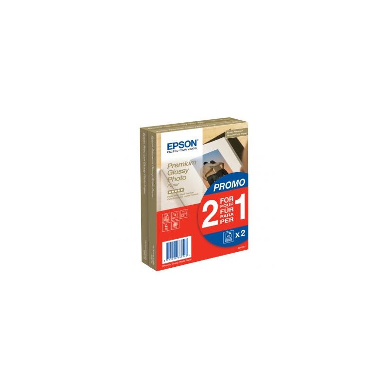 Epson Premium Glossy Photo Pa, C13S042167, foto papier, promo 1+1 gratis typ połysk, biały, 10x15cm, 4x6", 255 g/m2, 2x40 szt., 