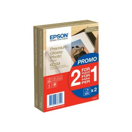 Epson Premium Glossy Photo Pa, C13S042167, foto papier, promo 1+1 gratis typ połysk, biały, 10x15cm, 4x6", 255 g/m2, 2x40 szt., 